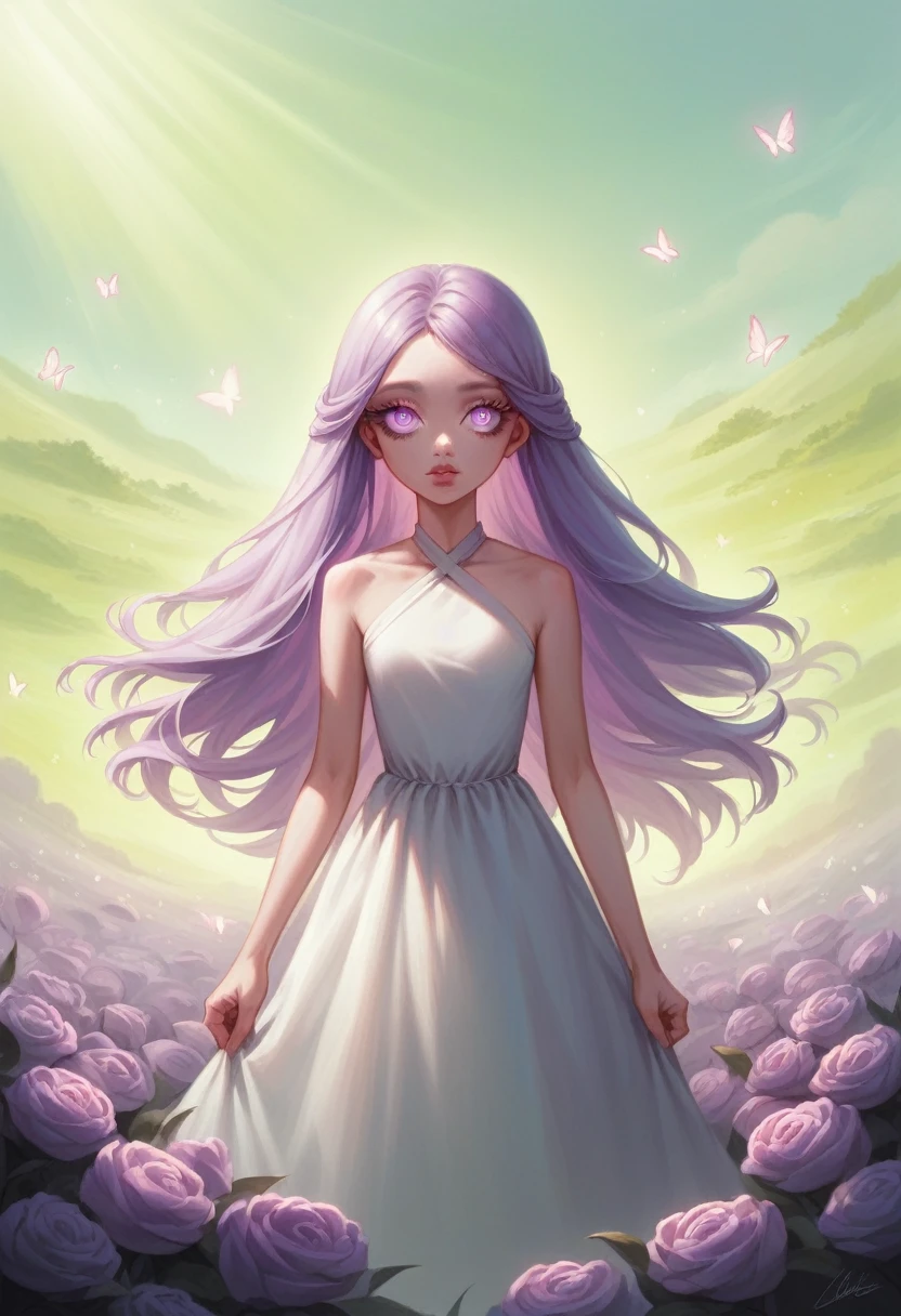 (hyperrealistic), (8K), 1 young girl, (beautiful detailed eyes), (beautiful detailed lips), (extremely detailed face), (long eyelashes), (soft smooth skin), (Supermodel body), (supermodel measurements), (wear Dress with a halter top), (in the lavender field), (stand Turning your body slightly), (vivid colors), (bright sunlight), (subtle shadows), (gentle breeze), (butterflies fluttering around), (delicate lavender scent), (dewdrops on flowers), (tall green grass), (lush purple lavender bushes), (golden sunset), (soft warm glow), (dreamlike atmosphere), (crisp clear details), (high definition), (natural lighting), (impeccable quality), (ultra-fine painting), (romantic and serene), (postcard-worthy scene), (captivating beauty), (innocence and youthfulness), (sublime elegance), (timeless charm), (ethereal mood), (artistic masterpiece), (mesmerizing composition), (flawless artistry), mix4