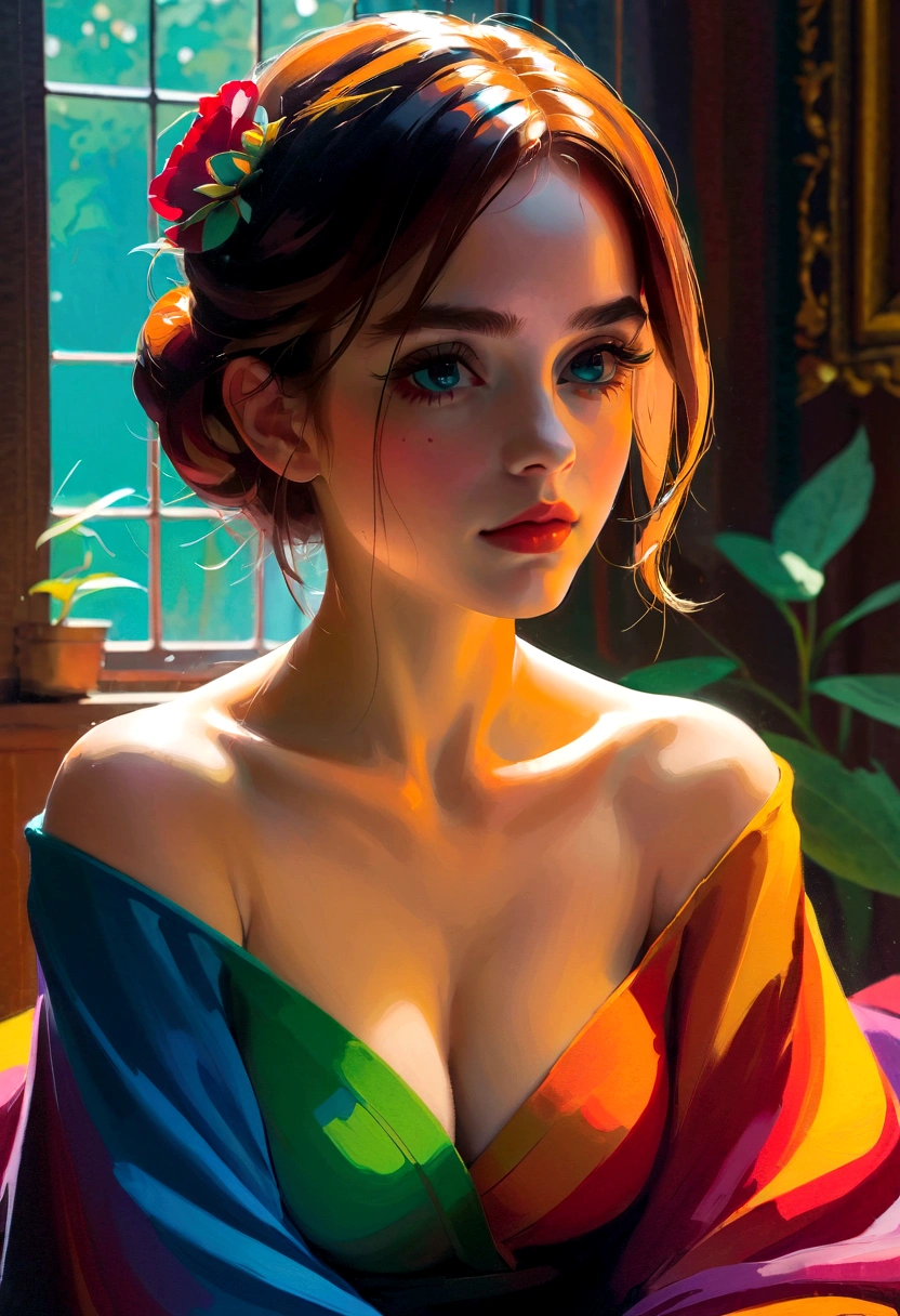 (Girlish Painting:1.3) of (Ultra detailed:1.3),(Cosy:1.3),best quality,masterpiece,highly detailed,ultra-detailed,1girl,[Emma Watson:Chou Tzu-yu:0.2],, unreal engin 5,octane render,(2D:1.2), limited palette flat color,, digital painting, artstation, concept art, smooth, sharp focus,art by ross tran and greg rutkowski and alphonse Mucha and Bak Karol,, (oil painting:1.16),(acrylic paint:1.16),(colorful:1.5), (watercolor:1.16),, by (nvinkpunk:1.0),(kuvshinov:1.0),(dreamlikeart:1.0),(samdoesart:1.0),(modelshoot style:1.0),(by Artist Koho Shoda:1.3),(by Artist Mike Mignola:1.3),(by Artist Joop Polder:1.3),(Classicism Art:1.3),(Industrial Art:1.3),(Solarpunk Art:1.3)