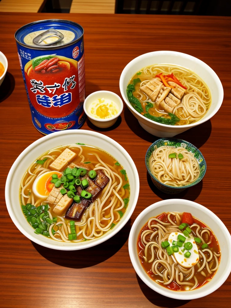 Two ramen with large amounts of noodles、There are no other dishes、Red soup、Chili pepper、Japan kitchen、Empty canned chuhai