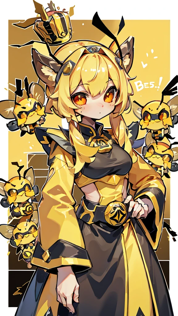 bee女孩，bee girl，mature body，拟人bee，拟人bee，Compound eyes，crown，cute，bee触角，bee，bee皮肤，Close-up above the waist，Dress，拟人化bee女孩，bee触角，bee触角，furry，Furry，cute，背景bee，Compound eyes，Glowing eyes，Compound eyes，crown，crown，Crown，bee女皇，One hand on waist，cool girl，飞舞的小bee，身边飞舞的小bee