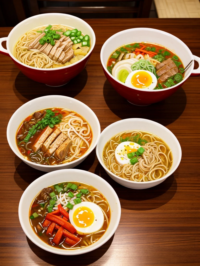 Two ramen with large amounts of noodles、There are no other dishes、Red soup、Chili pepper、Japan kitchen、