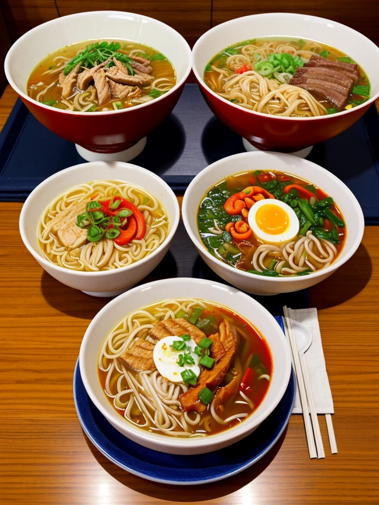 Two ramen with large amounts of noodles、There are no other dishes、Red soup、Chili pepper、Japan kitchen、