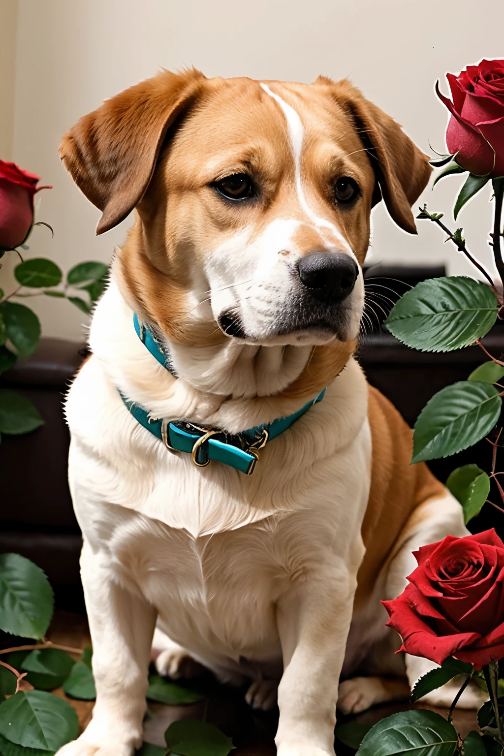 ((Best Quality)), ((Masterpiece)), (detailed), dog cheems on planet b612 with his rose.