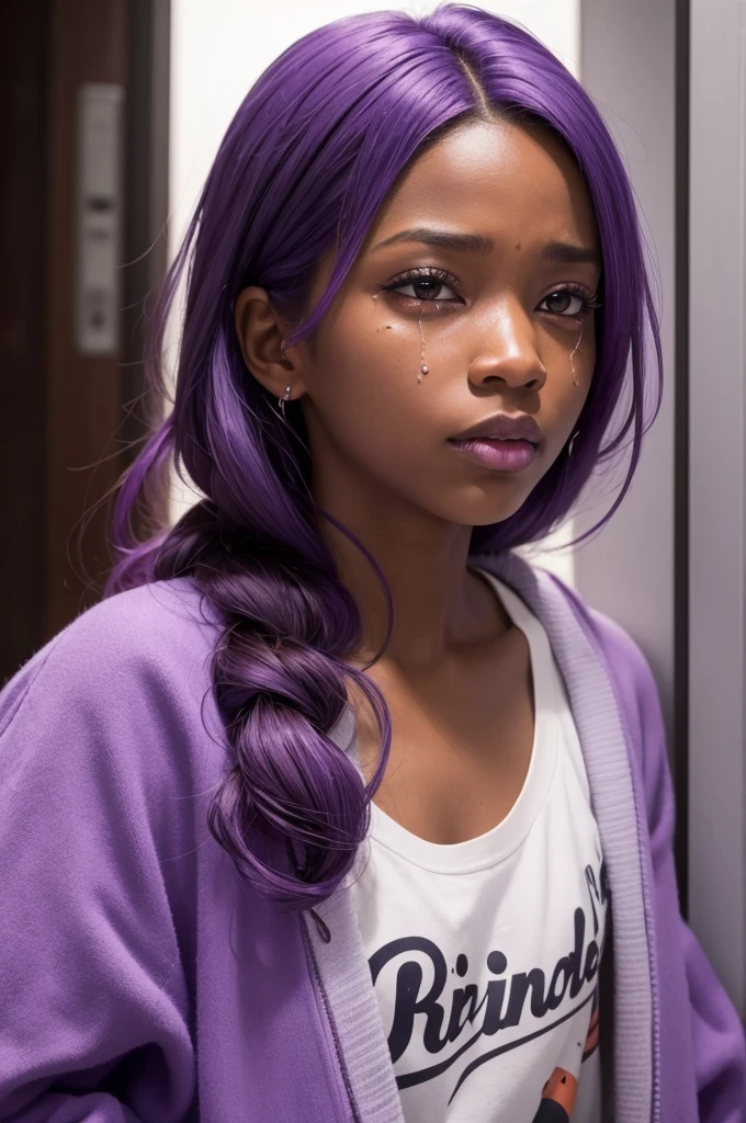 I want a thrill from the movie fun mind of the dick with the purple hair crying very sad with brown skin