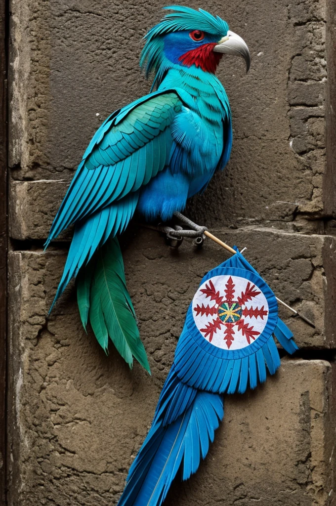 The quetzal bird with the flag of Guatemala