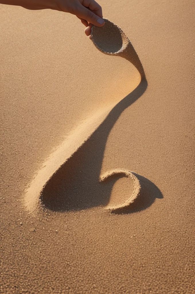 Create a drawing of the infinity symbol crumbling into sand particles in time