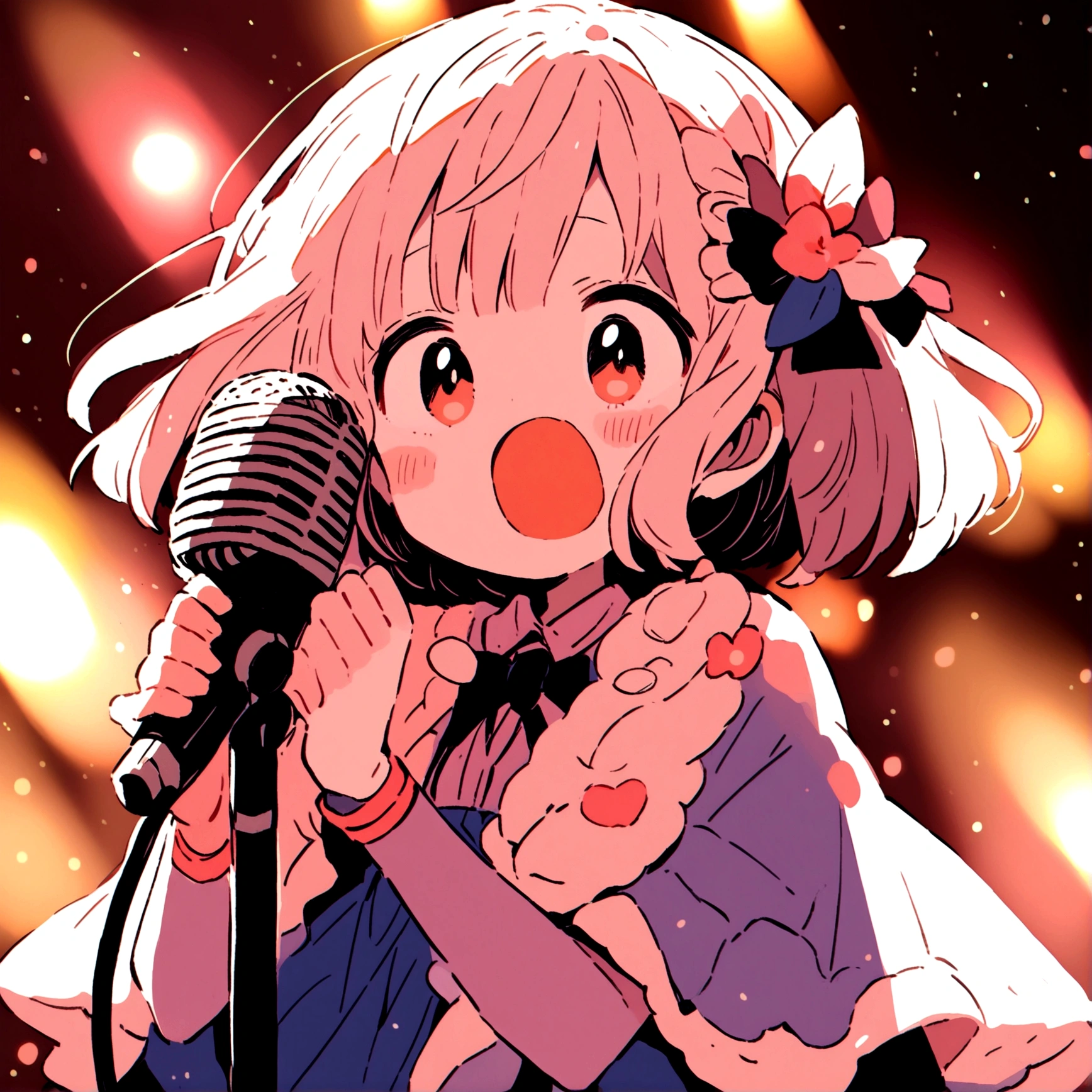 10 year old  singing with microphone 