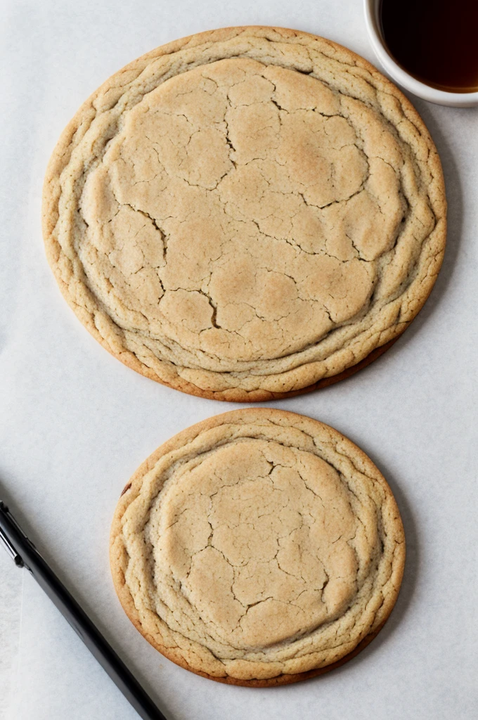 drawing of a round cookie baked with a base color #A98045, which is a warm tone. This cookie has chocolate chips with details in a darker tone, #8F6C3A, that subtly stands out in the edges or in a decorative pattern. The combination of these colors creates a cookie that is not only pretty but the cookie is like a somewhat animated drawing., but lit is a somewhat animated drawing