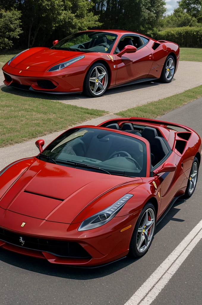 Dog driving a red ferrari