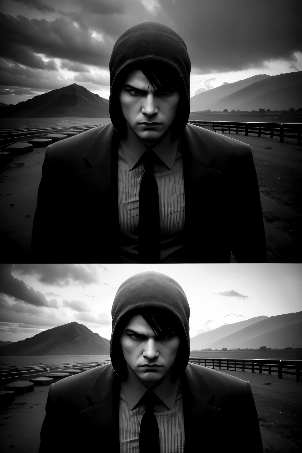 reinterpretation of the work The Charger by Vik Muiz, psycho mob style