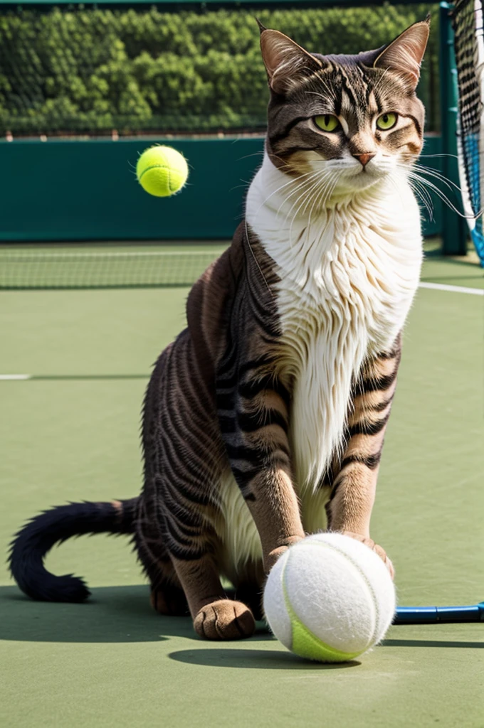 Cat with tennis