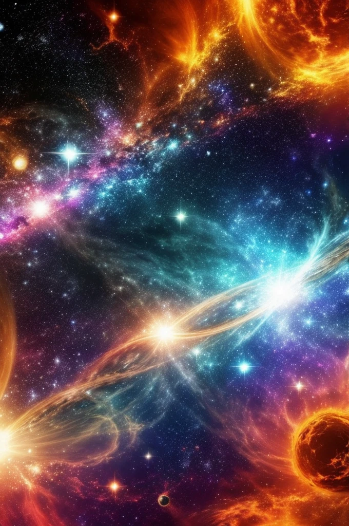big bang in space, stars, world, central composition