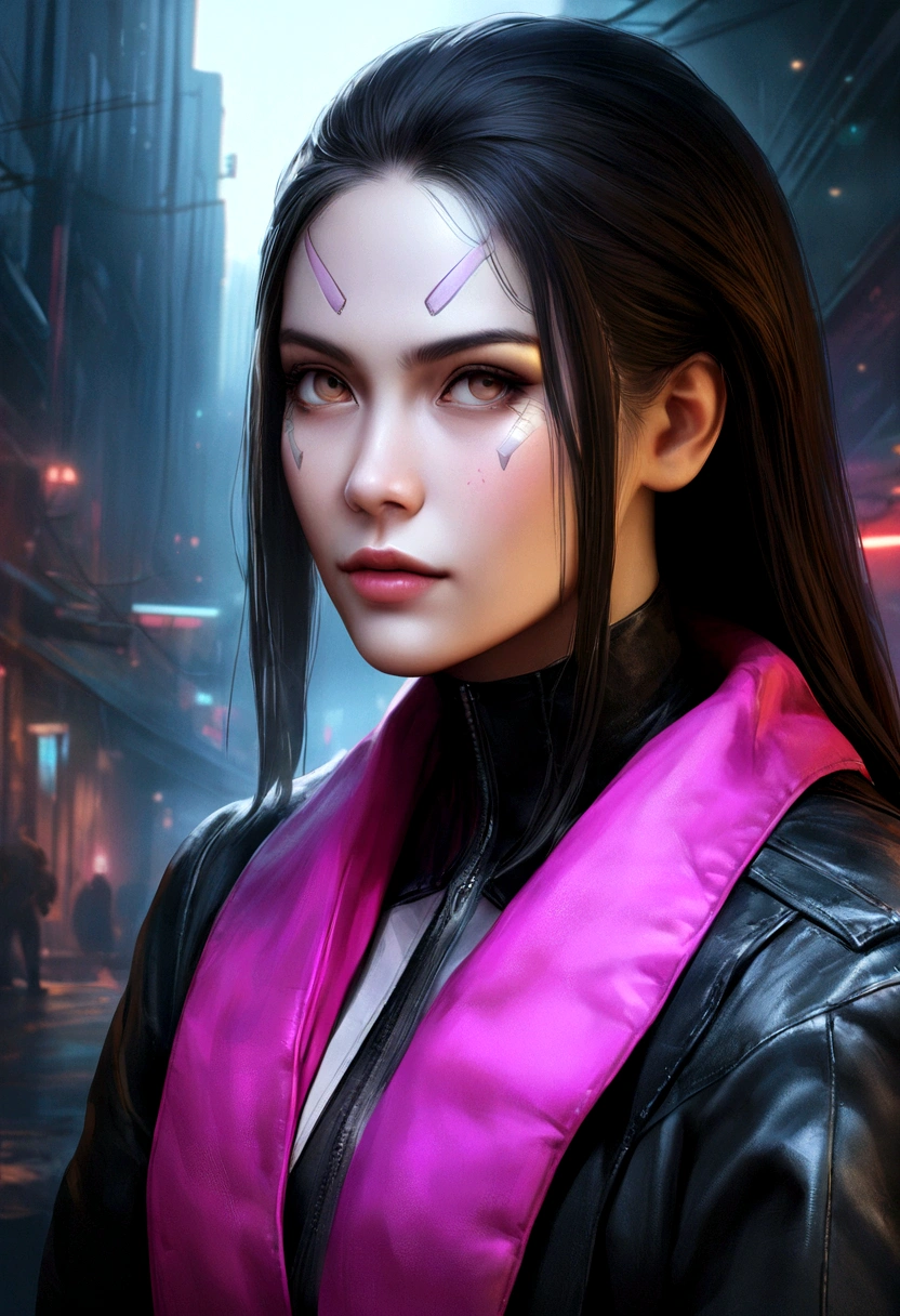 Change this cyberpunk background, realistic face,8k, ultra graphics, , Eight packages