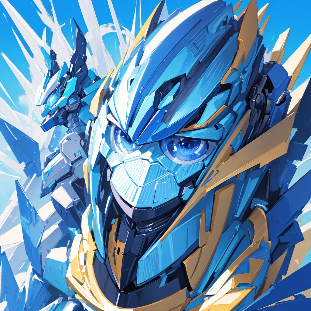 Future Mecha,Blue and white,future technology,((Pure blue background))