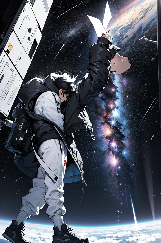 big bang in space, stars, world, stylishly, blackandwhite