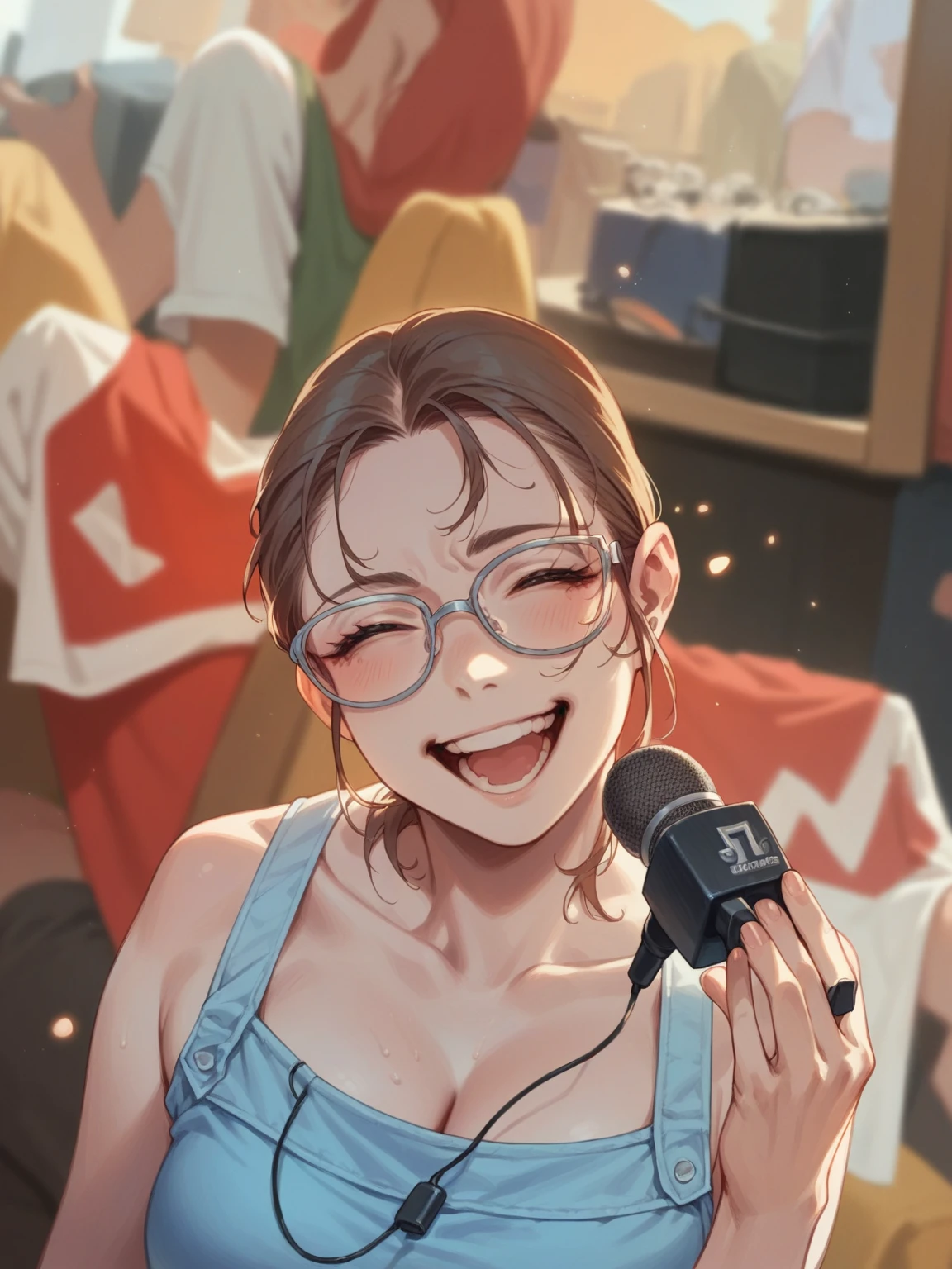 singing with anime style microphone