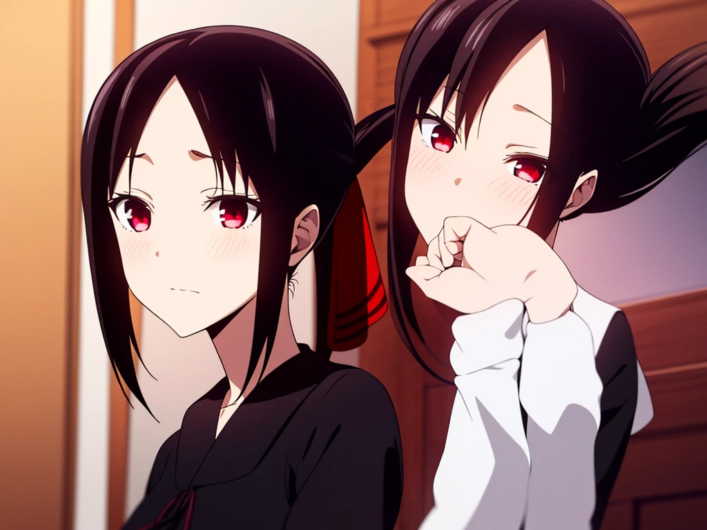 Shinomiya Kaguya, Shinomiyakaguya, Red eyes, small breasts, list brook, black fur, Red eyes, naked, saliva, after the kiss, trace of saliva, saliva thread, blush 