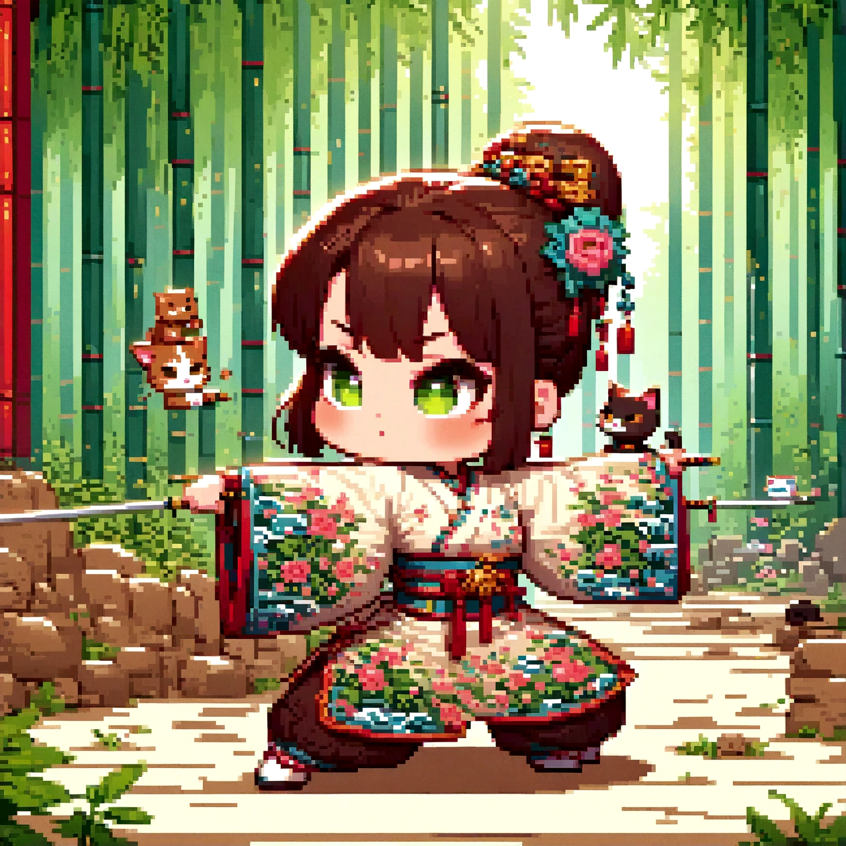 (Very detailed CG unity 8k wallpaper), (Very detailed), masterpiece, Highest quality, Japan, one cat,American Shorthair,icon,2 heads,Chibi Chara
