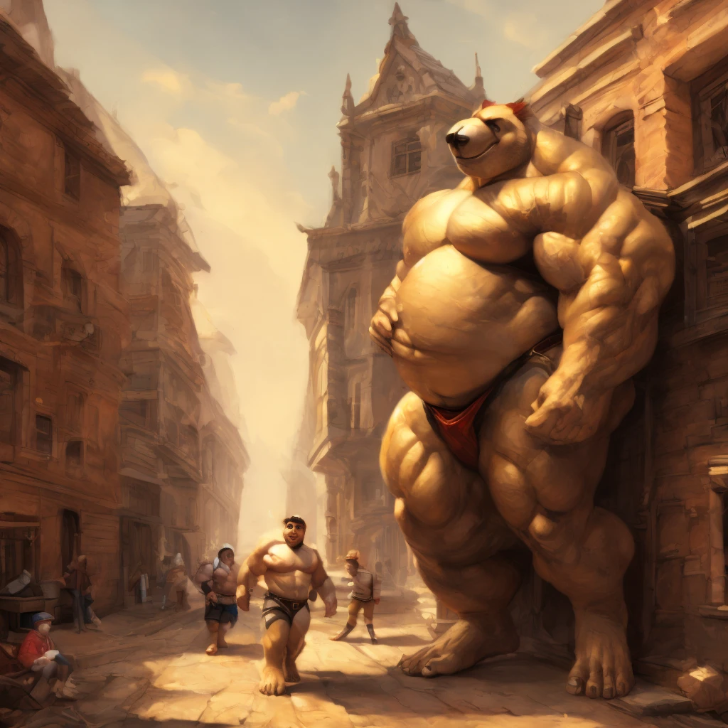 CHILD,  chubby，shirtless， alone， detailed， high resolution，， Masterpiece，Obesity in the extremities.，Over weight，Peter Junior，people,  traveling through the town,   heroe del pueblo