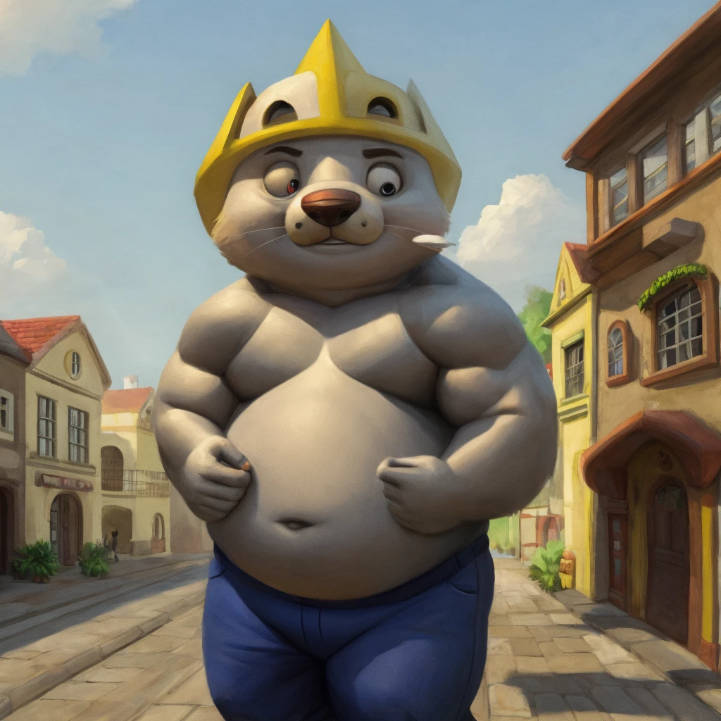 CHILD,  chubby，shirtless， alone， detailed， high resolution，， Masterpiece，Obesity in the extremities.，Over weight，Peter Junior，people,  traveling through the town,   heroe del pueblo