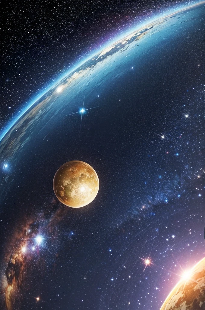 Big Bang, space, stars, world, 3d, metallic