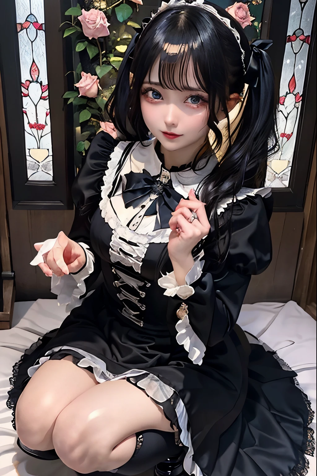 Hard Dark Gothic Makeup、Black dark eyeshadow、sad、Good skin radiance、Dark Gothicメイク、Dark smile、palace、The beauty of fragrance、24-years-old、Expression of intense sexual pleasure、Embarrassed look、Dark Gothic、Highest quality、Expression of sexual pleasure amid suffering、Drunk face、紫のMaid clotheysterious、Noble、The face of someone holding it in the toilet、sexy、Loving smile、Twin tail hair、Right blue eye, Left eye is red、Super tempting pose、Platform Heel Shoes、Heavy makeup、Gothic Lolita clothes、Silver Hair、Long Hair Straight Hair、Cute Gothic Lolita Dress、Beautiful Face、elegant features、Attractive face、Stained glass is the background、Chest glistening with sweat、The room is dark、goth long dress、Bell Sleeves、Wizard Sleeve、Decadent look、Sexually excited expression、Glossy thighs wet with water、Thighs that are wet and shiny with oil、Background of a room full of roses、sad expression、Rose Maiden、The embroidery is pink、The dress has pink embroidery.、Thigh-high socks、Knee-high socks、Gentle expression、Dark black eyeshadow、Stained glass and rose background、thighs are a little thin、Female Duo、Female couple、dark church background、Stained glass、Black metal world、Dark Castle、Dark Room、Slender body、gothic long dress、Victorian dress、Small breasts、Hold the wine in your right hand、Hold the lantern in your left hand、pantyhose、Sit on the bed、The bed is covered with roses、Lying in bed、Her thighs are shining with sweat、My body is wet and shiny、Lots of glitter on the thighs、sweating、My thighs are sticky from sweating、Sweat glistening on my thighs, The whole body is sweaty and shiny、I sweated a lot.、My thighs are sweaty、My thighs are wet、My thighs are shining with sweat、A lot of sweat glistening all over the body、Slender body、Sleep and lie down、