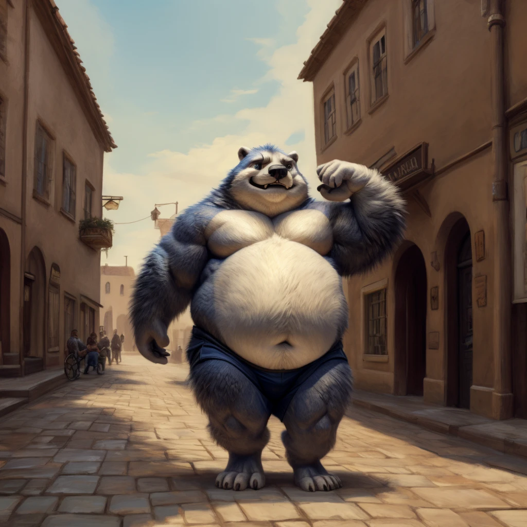 CHILD,  chubby，shirtless， alone， detailed， high resolution，， Masterpiece，Obesity in the extremities.，Over weight，Peter Junior，people,  traveling through the town,   heroe del pueblo