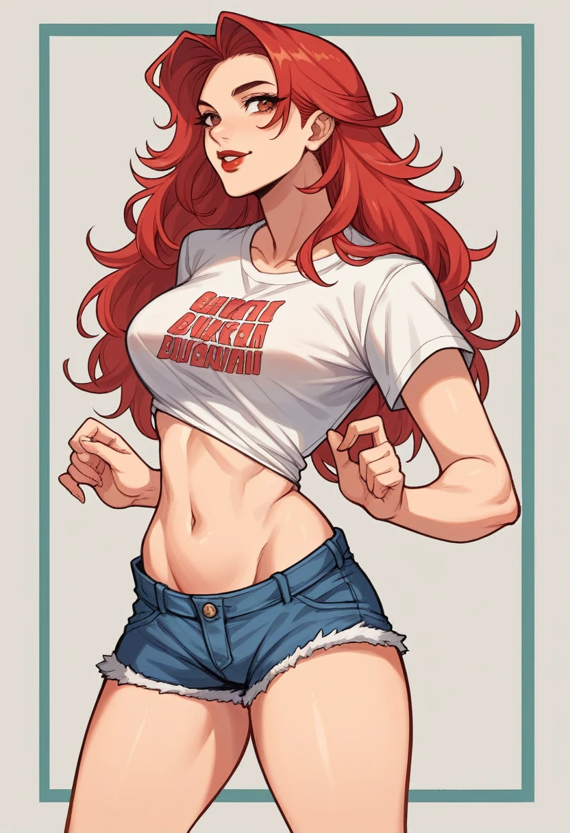 10:0979]82024/6/2510:09|210 words|Uncategorized 1 girl，breast，cowboy镜头，Crop Tops，cowboy，cowboyshorts，Lips，Long hair，Look at the audience，中等breast，abdomen，belly button，Lips分开，lifelike，Red lips，transparent，shirt，shorts，shorts，individual，Standing，白shirt