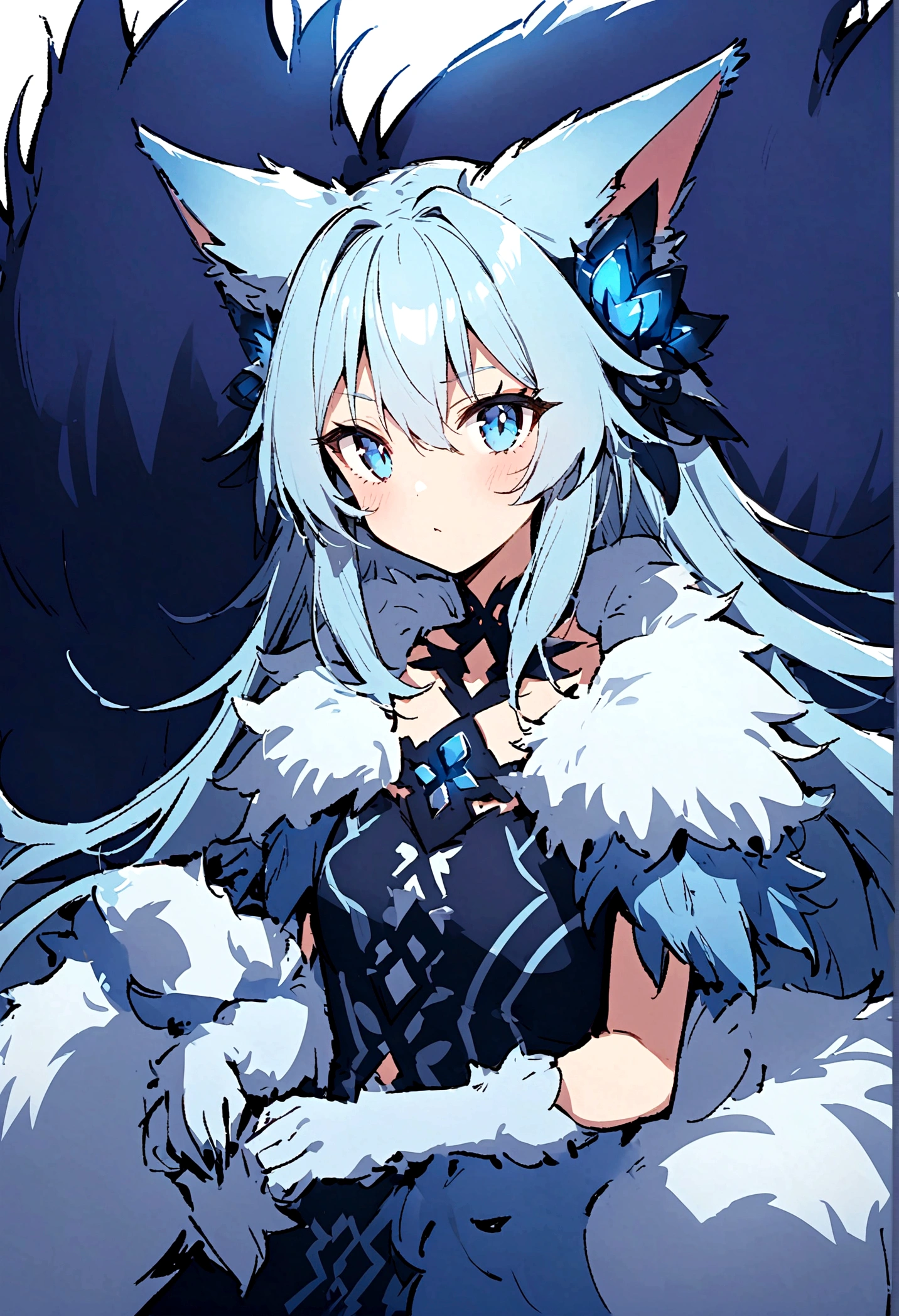 fox Light blue hair beast girl indigo fur fox beast girl