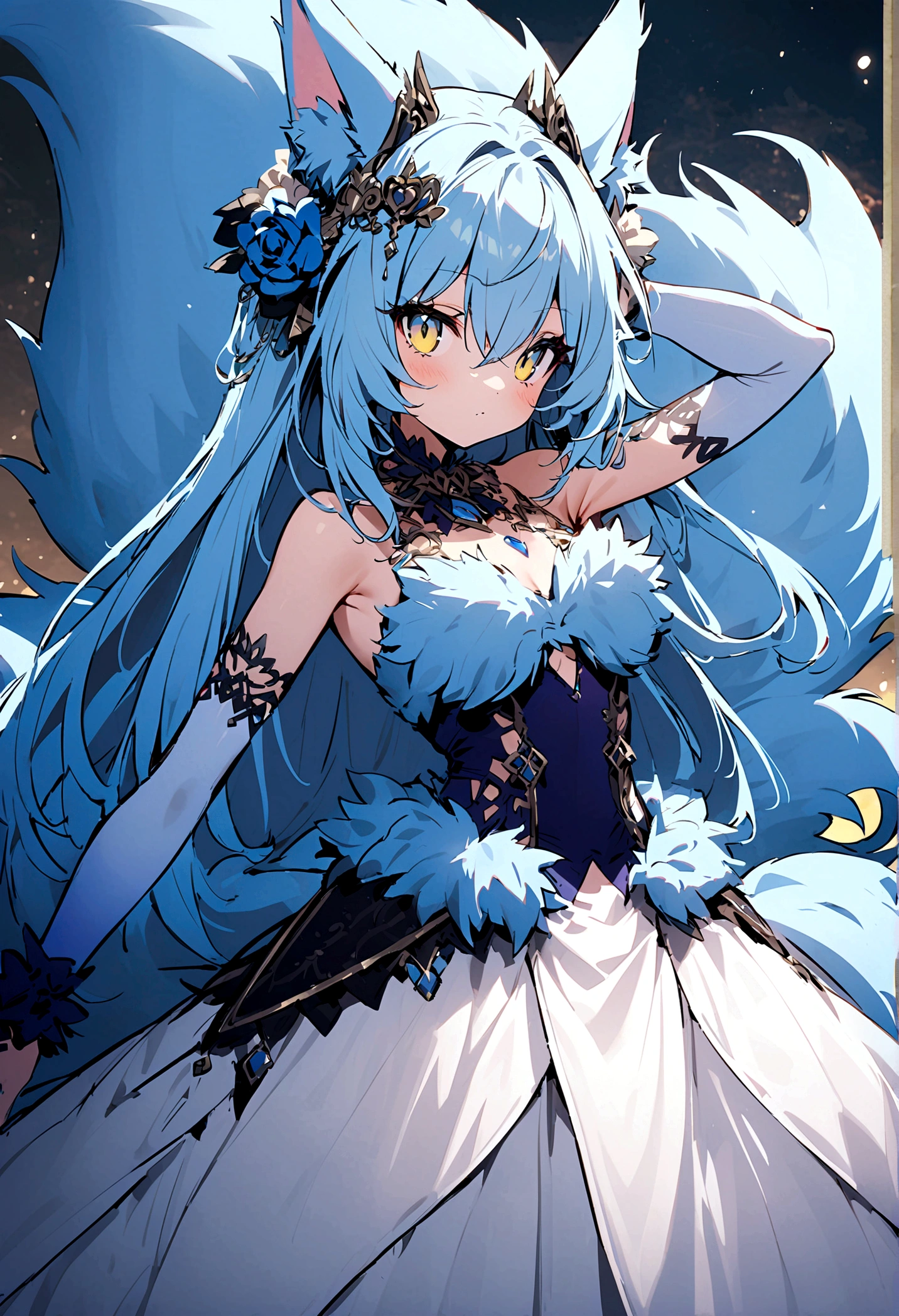 fox Light blue hair beast girl indigo fur fox beast girl