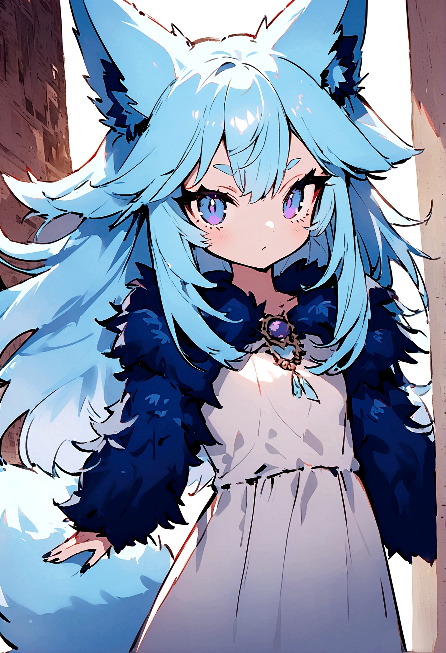 fox Light blue hair beast girl indigo fur fox beast girl