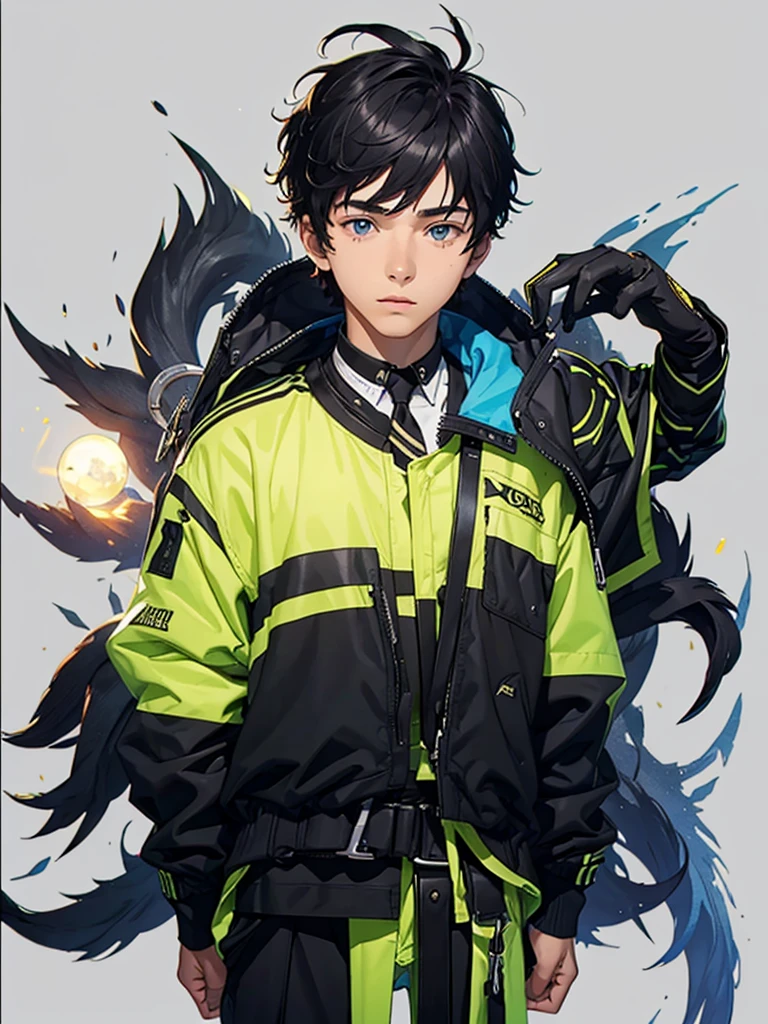 20 year old young man;
There's a shadow (monstr) coming out of it;
There are many black hands around;
There's a cell phone floating around;