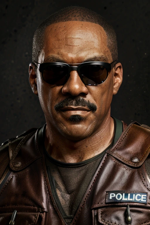 em1, man, one man, mustache, man wearing ((Tactical Police Vest, Sunglasses, Utility Belt, Pepper Spray)), masculine, photorealistic painting, portrait, stunningly attractive(extremely detailed 8k wallpaper), highly detailed face, intricate, 8k, highly detailed, volumetric lighting, digital painting, intense, sharp focus, art by artgerm and rutkowski and alphonse mucha, cgsociety, vibrant, dynamic atmosphere, photorealistic,