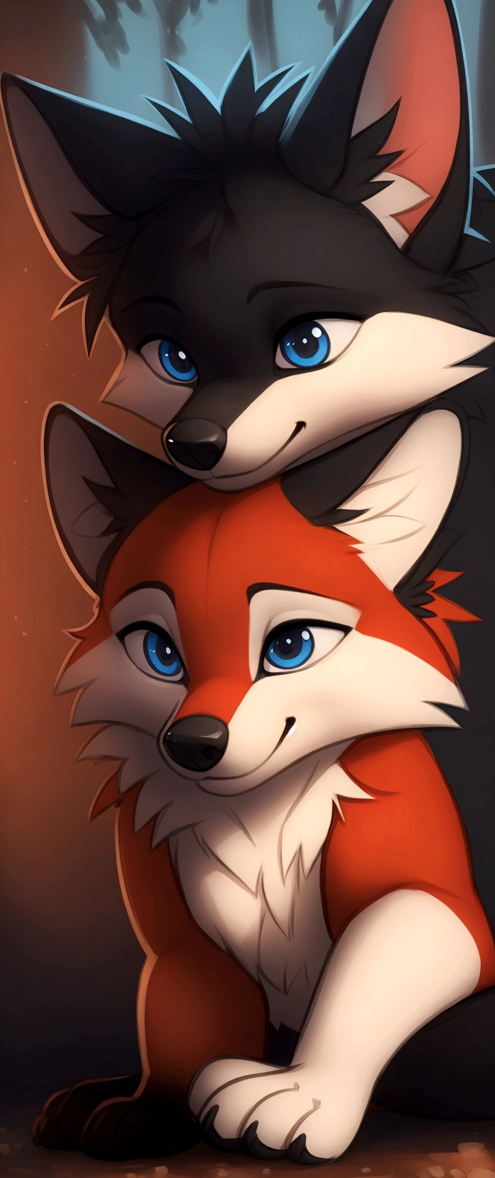 vixy hyilpi_(hyilpi) Winston_white-tailed canine canine fox mammal 2023 digital_media_(artwork) 
negro_blue nose_eyes cheek_breast tuft_facial locks duo_tuft feral For the head_red tuft_red body_For the tuft white_white body_For the