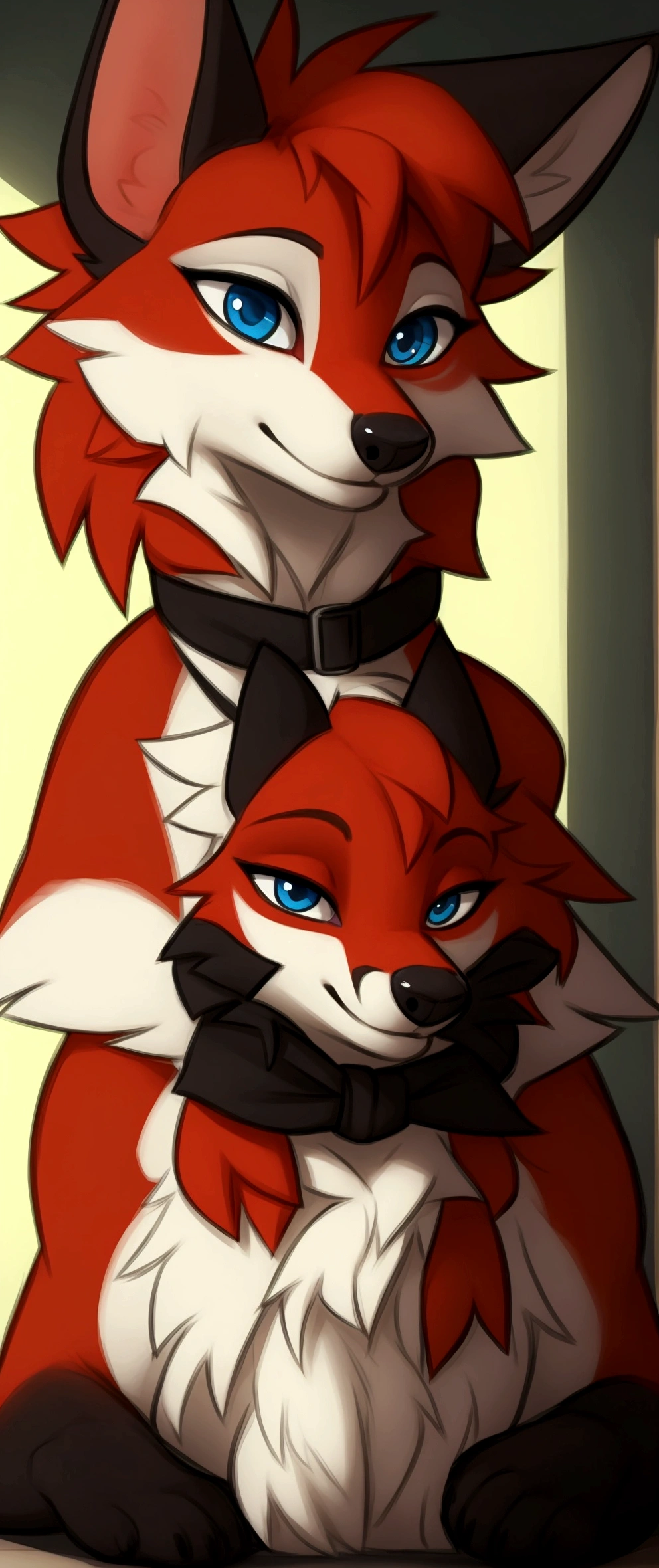 vixy hyilpi_(hyilpi) Winston_white-tailed canine canine fox mammal 2023 digital_media_(artwork) 
negro_blue nose_eyes cheek_breast tuft_facial locks duo_tuft feral For the head_red tuft_red body_For the tuft white_white body_For the