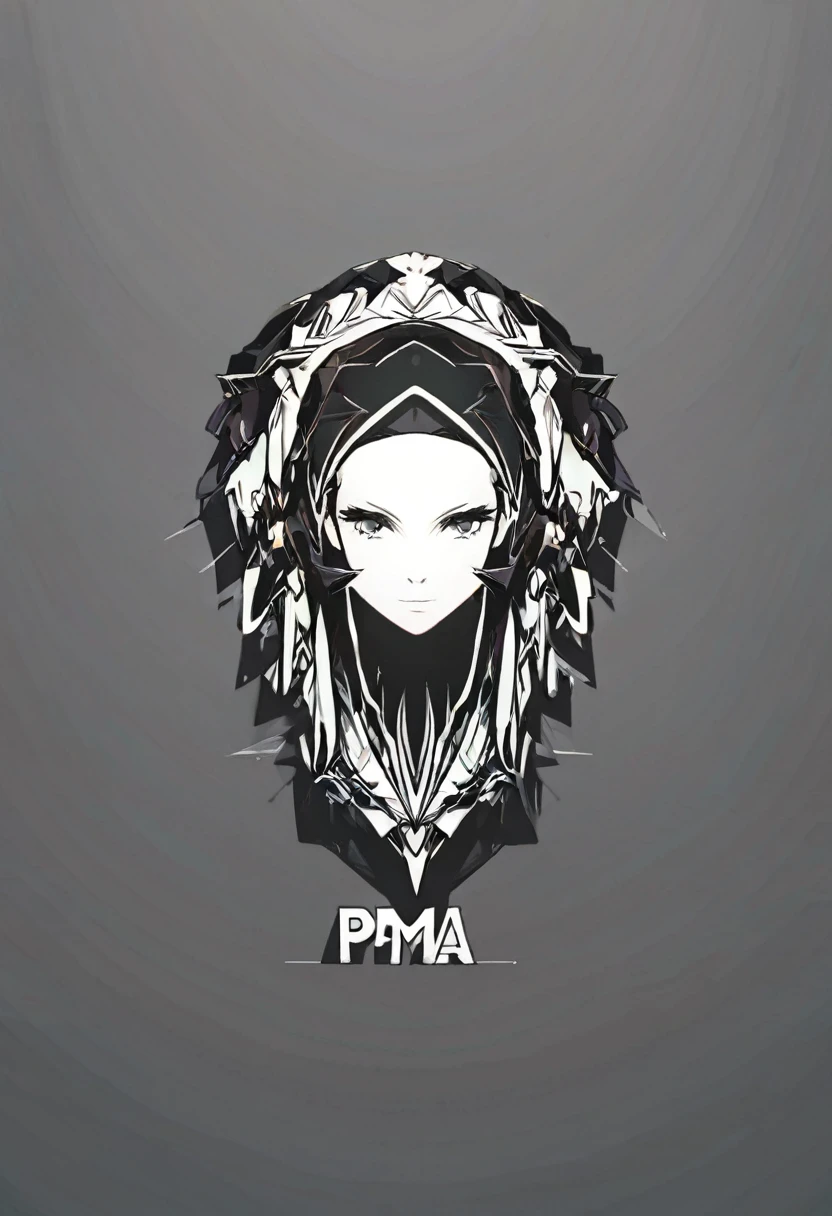 black white color, simple logo name PM