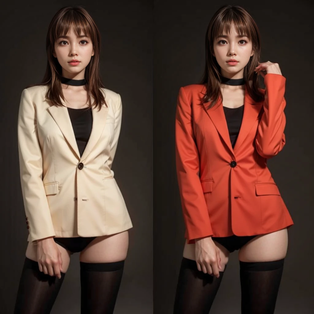 Kasumi, brown eyes, (best quality, ultra-detailed), (realistic:1.37), beautiful and detailed face, ultra-realistic texture, delicate face, delicate body, red lipstick, bright colors. High definition, 8K.