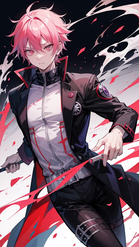 Sukuna from Anime Jujutsu Kaisen, masterpiece, super detailed, highest quality, ]Anime man with pink hair and a black jacket holding a cigarette, joker looks like naruto, , akiyuki shinbou, jujutsu kaisen, , akatsuki akira, ichigo kurosaki, ohararyu, katsushika, 8k!, by Shingei, 8k!!