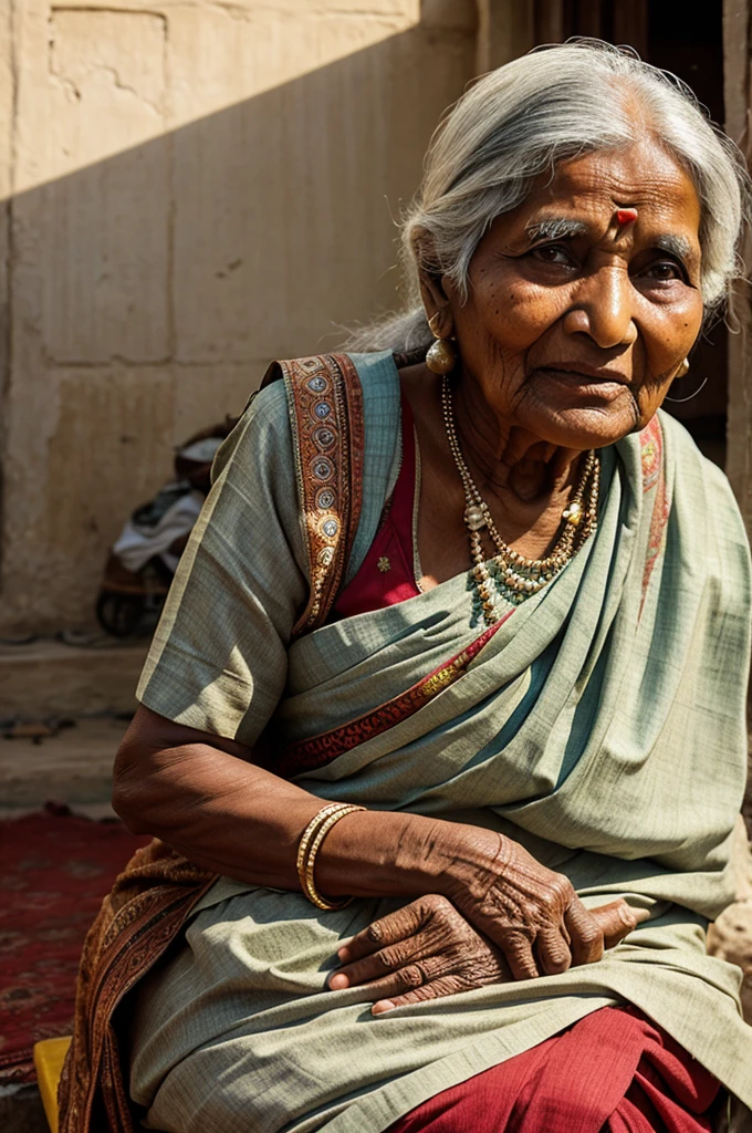 Interview of an old Indian woman by an Indian student