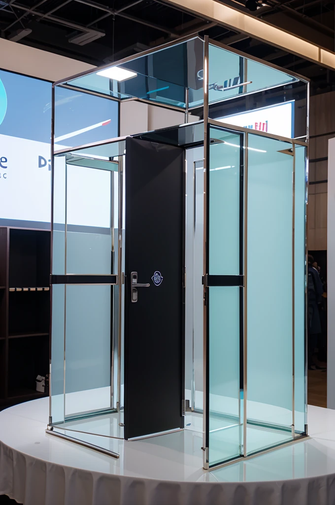 booth dress plexyglass logo Aditya acyrilic 
