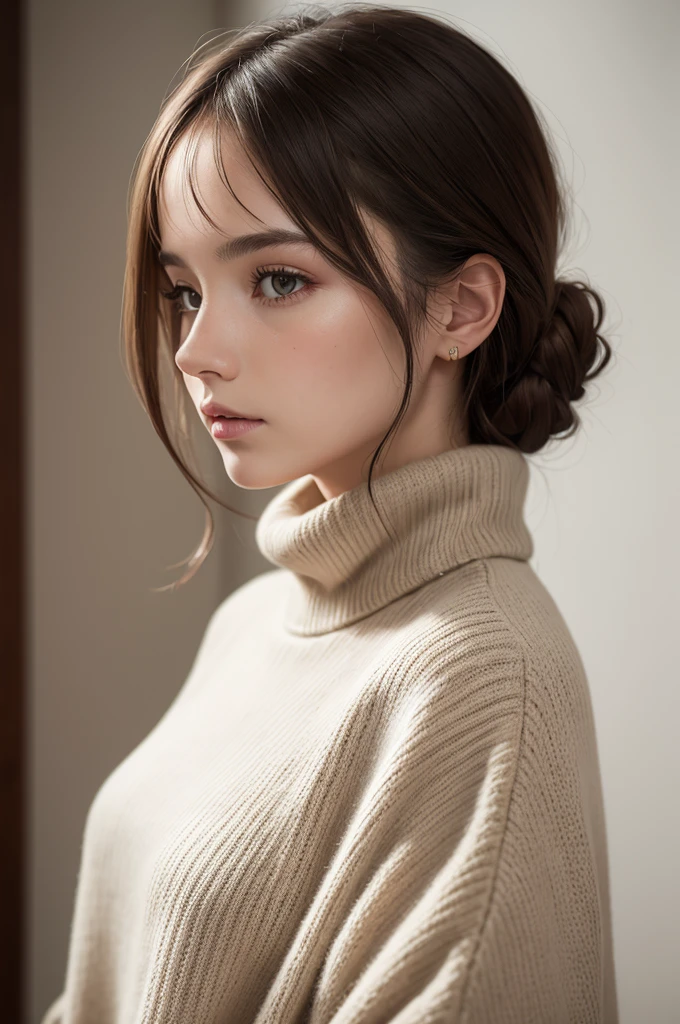 ((best qualityer)), ((work of art)), (detailded), 1 girl, shoulder to shoulder sweater,
