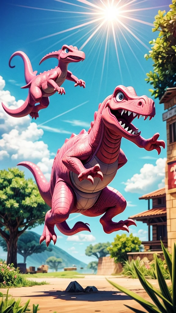 Pink Dinosaur、Jump over a tank