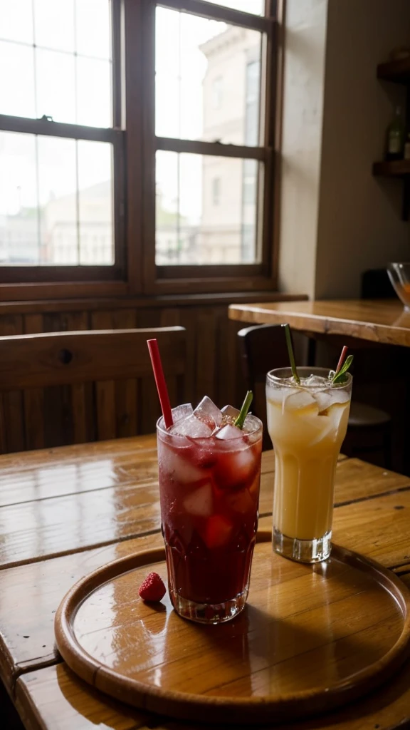 Scene of various fruits, delicious drink, and a table full of food