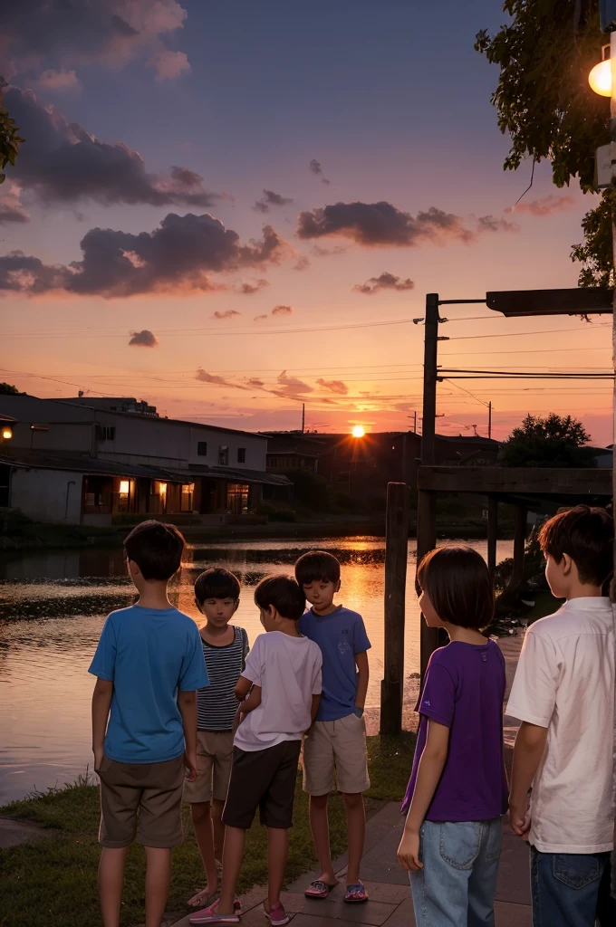 Summer evening dyed in twilight、Boys and Girls、background