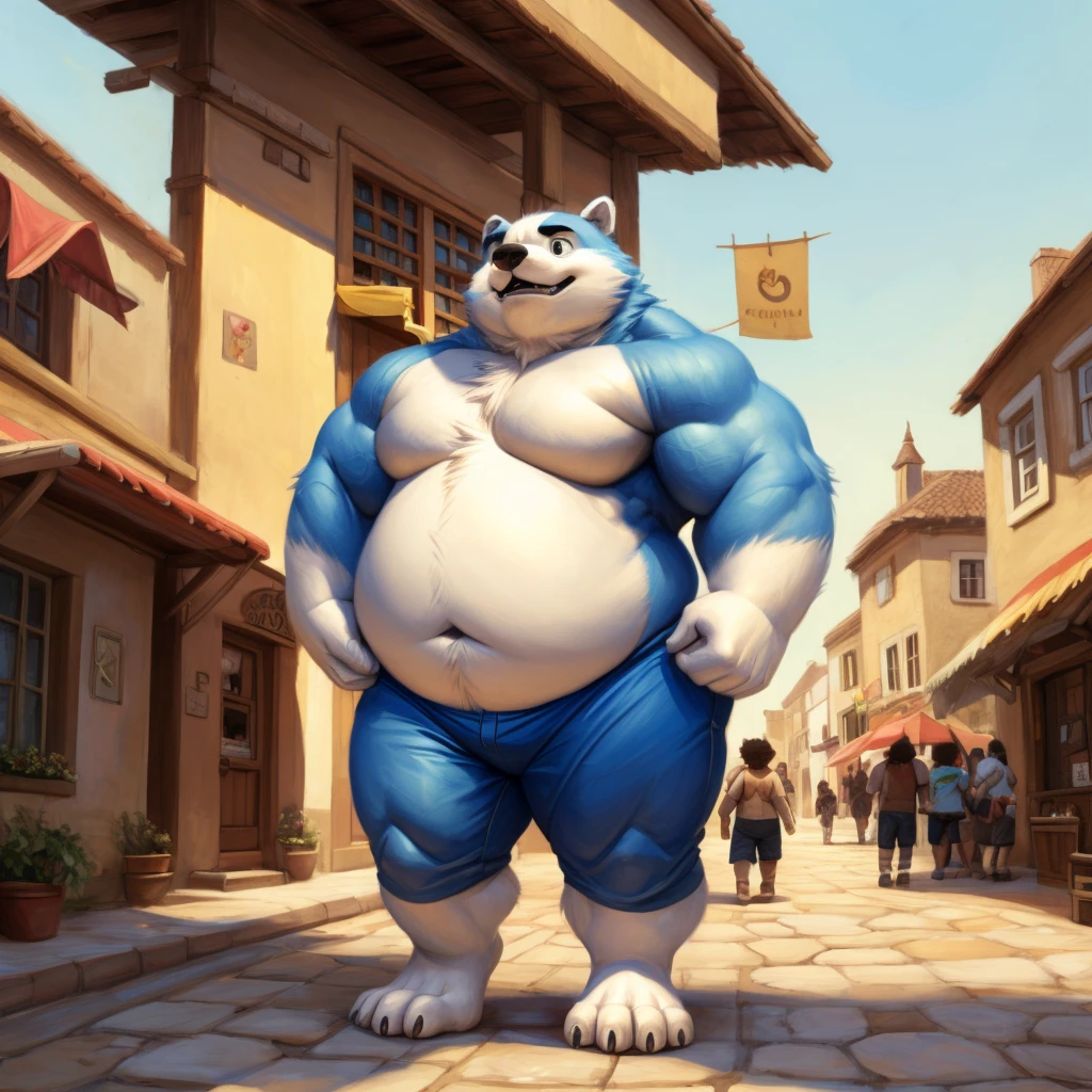 CHILD,  chubby，shirtless， alone， detailed， high resolution，， Masterpiece，Obesity in the extremities.，Over weight，Peter Junior，people,  traveling through the town,   heroe del pueblo