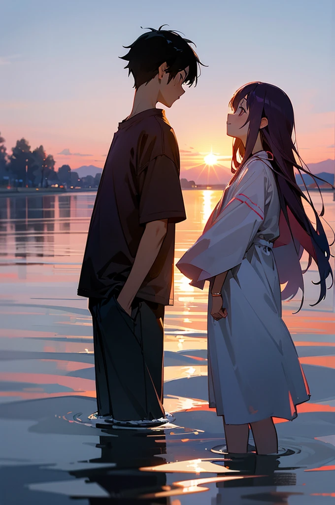 Summer evening dyed in twilight、Two people、Boy and Girl