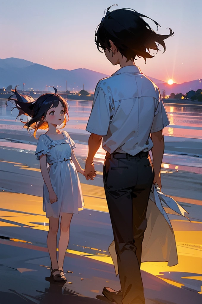 Summer evening dyed in twilight、Two people、Boy and Girl
