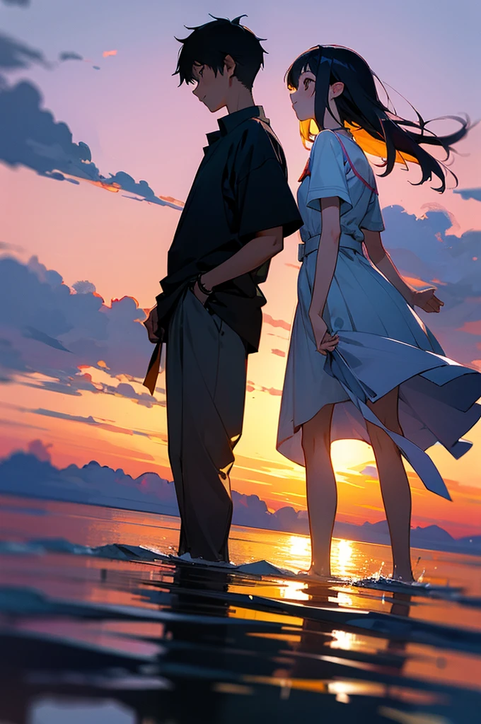 Summer evening dyed in twilight、Two people、Boy and Girl