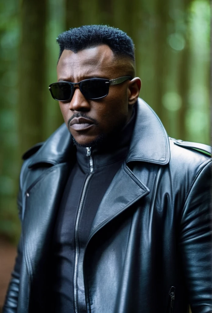 cinematic film still portrait shot,(((HEAD SHOT)))of Blade the daywalker
Blade the daywalker a man in a leather trenxh coat,
 shallow depth of field, vignette, highly detailed, high budget, bokeh, cinemascope, moody, epic, gorgeous, film grain, grainy