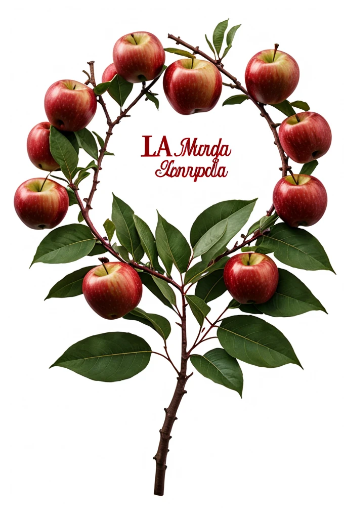 Give me a logo on a white background with an apple with the name la manzanita